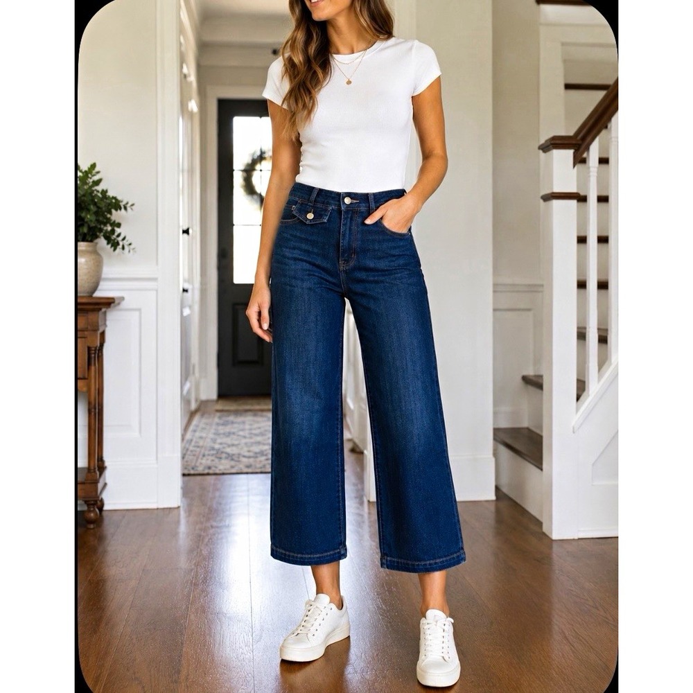 Liverpool Los Angeles Jeans Women's 0/25 High Rise Dark Wash Wide-Leg Stretch